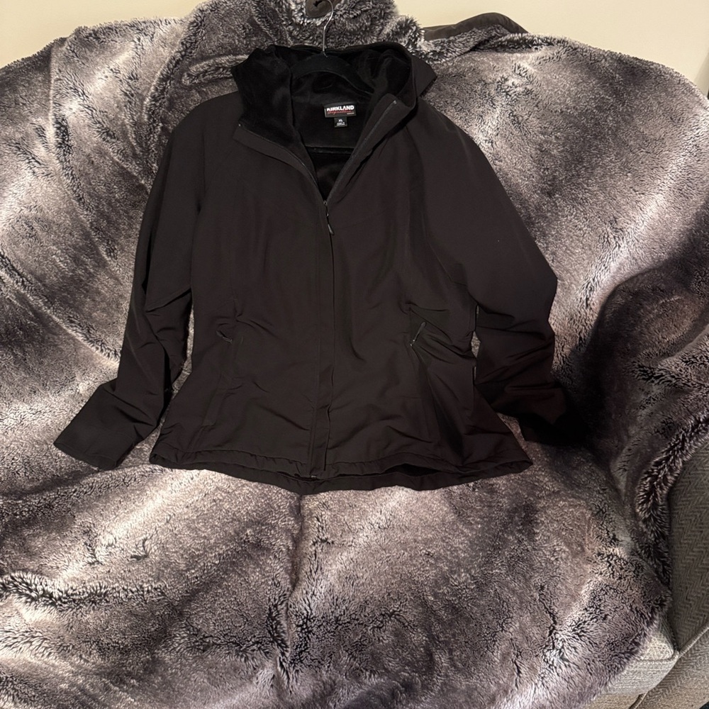 Kirkland Signature Women's Black Hooded Zip Utility Jacket